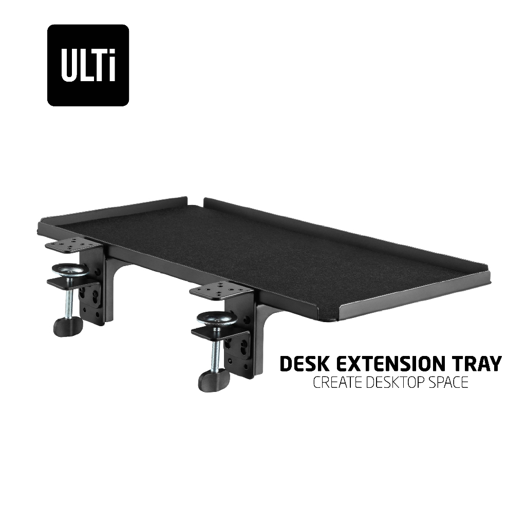 ULTi Clamp-On Desk Extension Tray Holder - No Drilling Required with 20kg Load Capacity