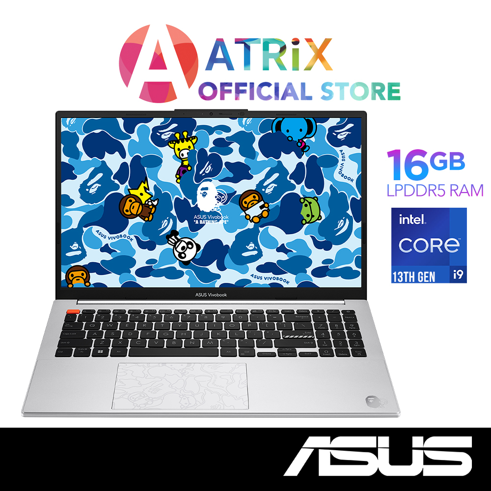 【Same Day Delivery】ASUS Vivobook S15 OLED BAPE Edition K5504VA-MA254W | 15.6" OLED 2.8K | i9-13900H | 16GB/1TB | 2Y