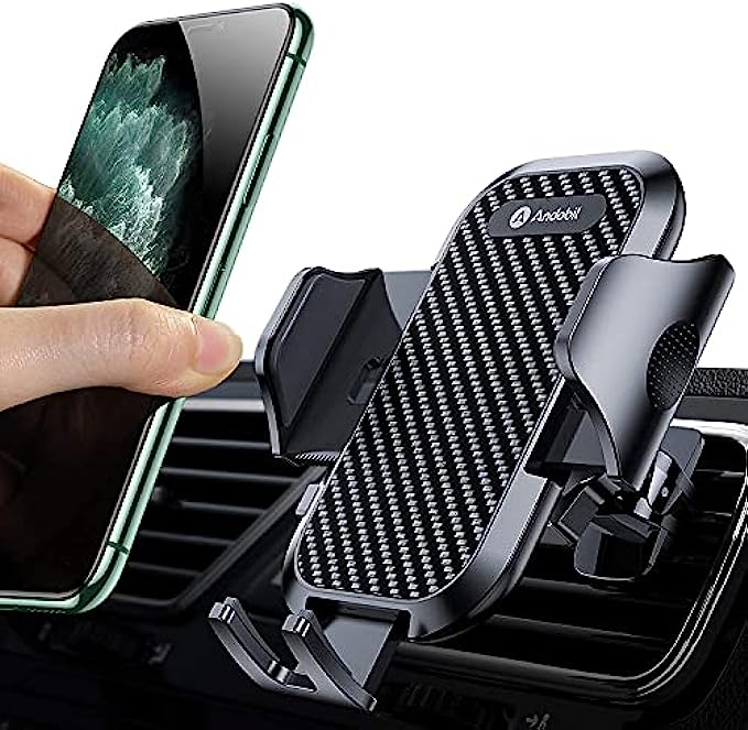 andobil Car Phone Holder Mount [2022 Upgraded] Smartphone Air Vent Holder Easy Clamp Hands-Free Compatible with iPhone 13 12 11 Pro Max 8 Plus X XR XS SE Samsung Galaxy S22/S21/S20+/S10/S9/Note 20/10
