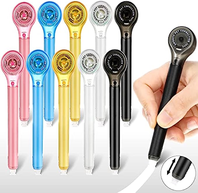 10 Pack Correction Tape Pen White Out Correctional Tape Ink Corrector Tape Whiteout Tape Eraser for School Office Supplies, 0.2 x 236 Inch
