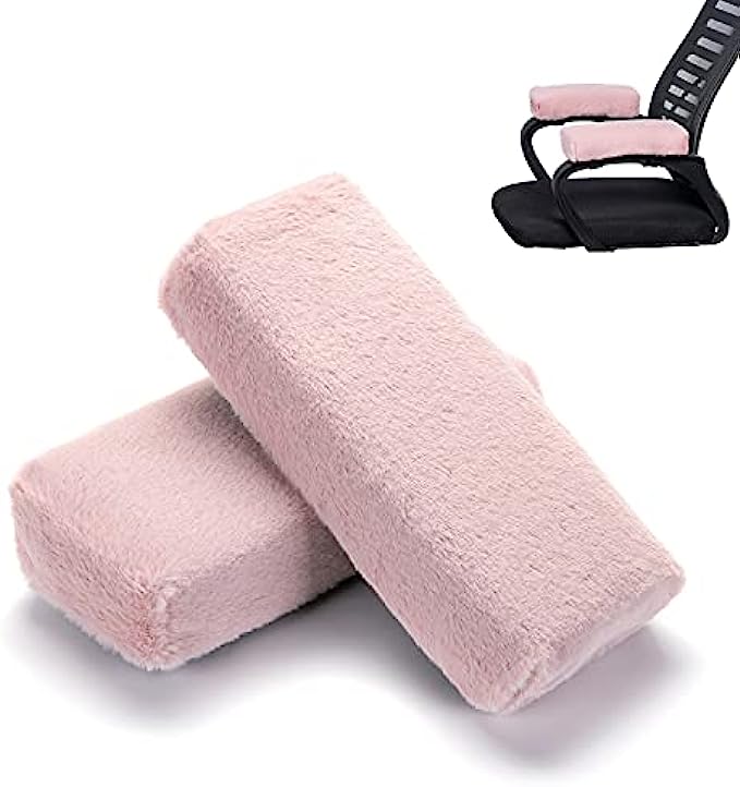 Kakieagle Armrest Pad Memory Foam Chair Armrest Cushion, Comfortable Home Office Game Chair Cushion, Adjustable and Washable Elbow Support Decompression (2 Packs)(Pink)