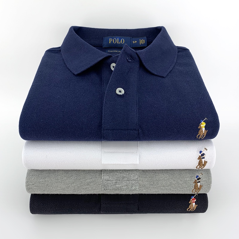 【 New Paul】New_Ralph Lauren Lapel Short-sleeved Polo Shirt Men's New Summer High-end Mature Dad Paul Shirt Large Size Loose Cotton Breathable Lapel T-shirt